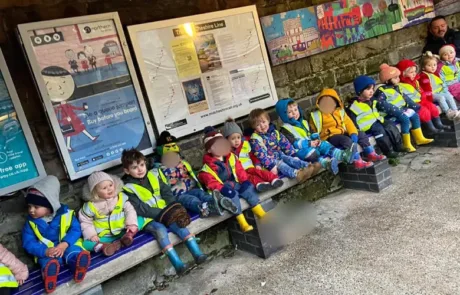nursery children waiting for our train